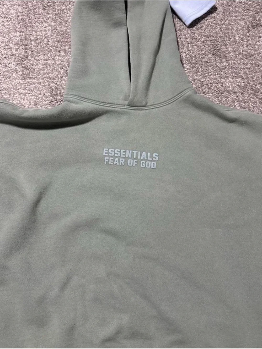 Essentials Fear of God Olive Green Hoodie with Light Gray Logo - Picture 1 of 3